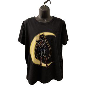 Ladies Black Comic Moon Short Sleeve Graphic T-Shirt Size: Small (Juniors)
